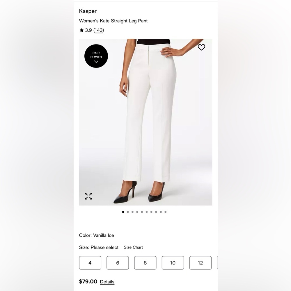 Kasper Kate Women's Elegant White Straight Leg Pants - Picture 6 of 6